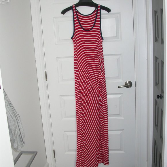 Red an White Striped Tank Maxi Dress - Picture 1 of 8